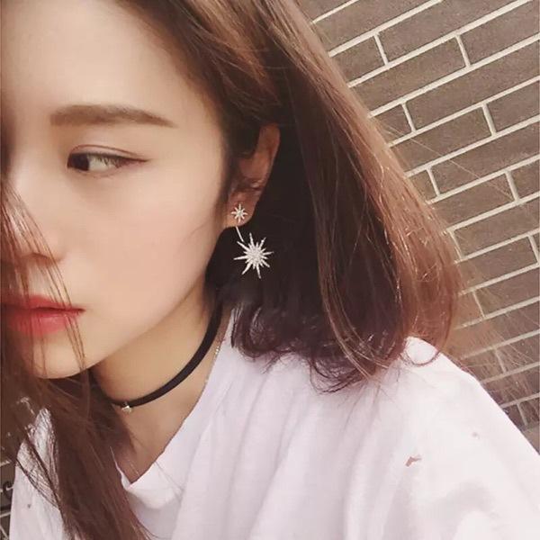 Fashion rhinestone star jacket earrings