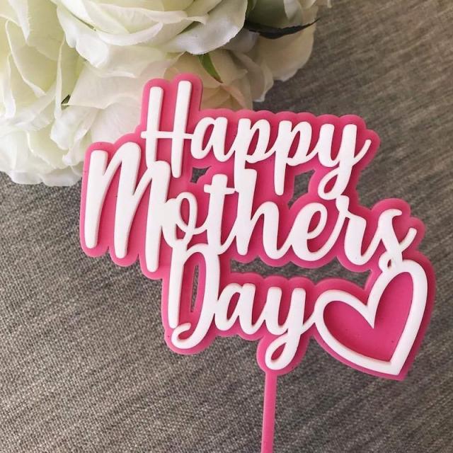 Candy color two layer mother's day cake toppers