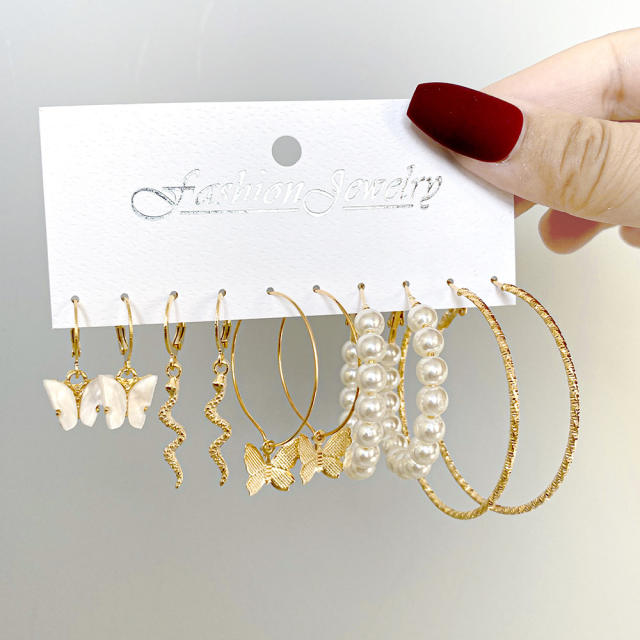 New butterfly earrings suit 5 pairs