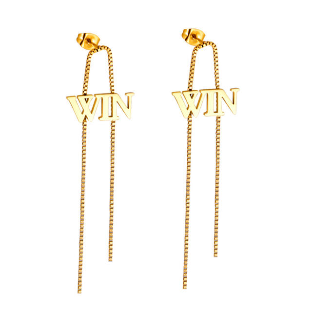 Stainless steel letter long tassel earrings