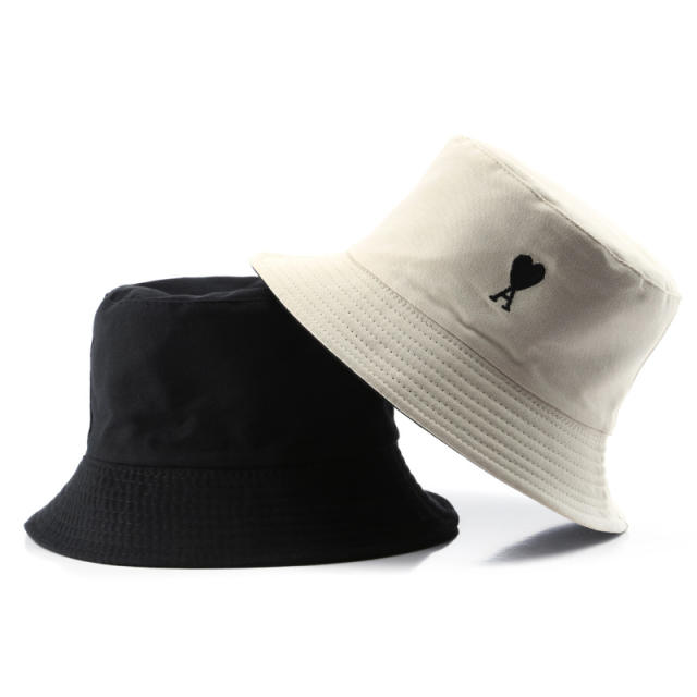 Letter love heart embroidered bucket hat