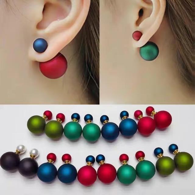 Big imitation pearl stud earrings