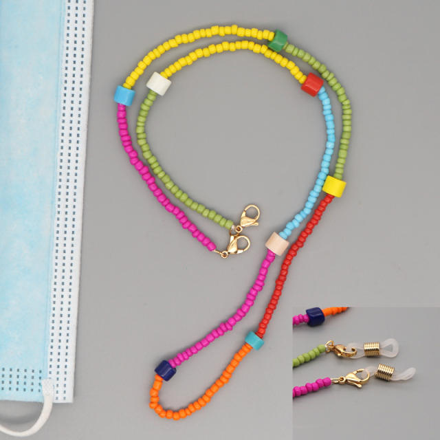Boho color seed beads glasses chain