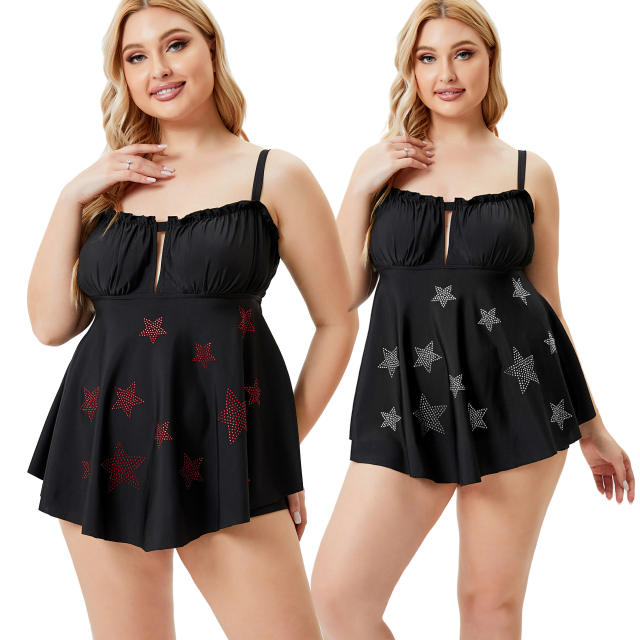 Rhinestone star plus size swimsuit