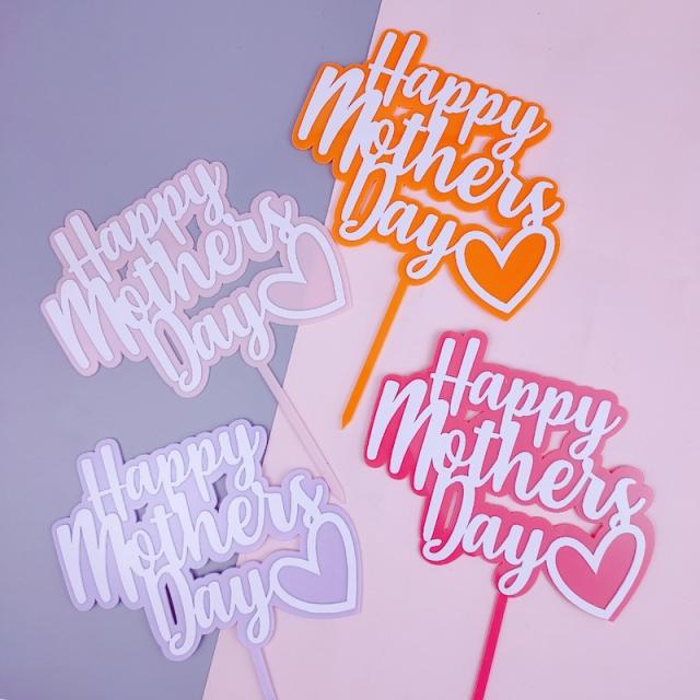 Candy color two layer mother's day cake toppers