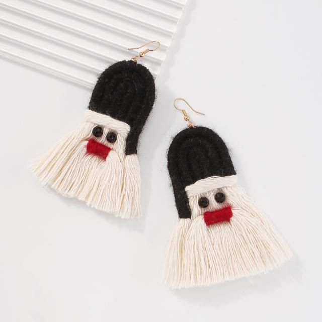 Santa Claus thread tassel earrings