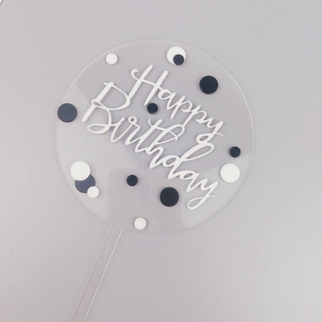 Transparent happy birthday polka dots cake toppers