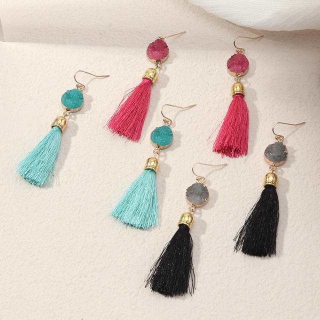 Bohemian thread tassel earrings