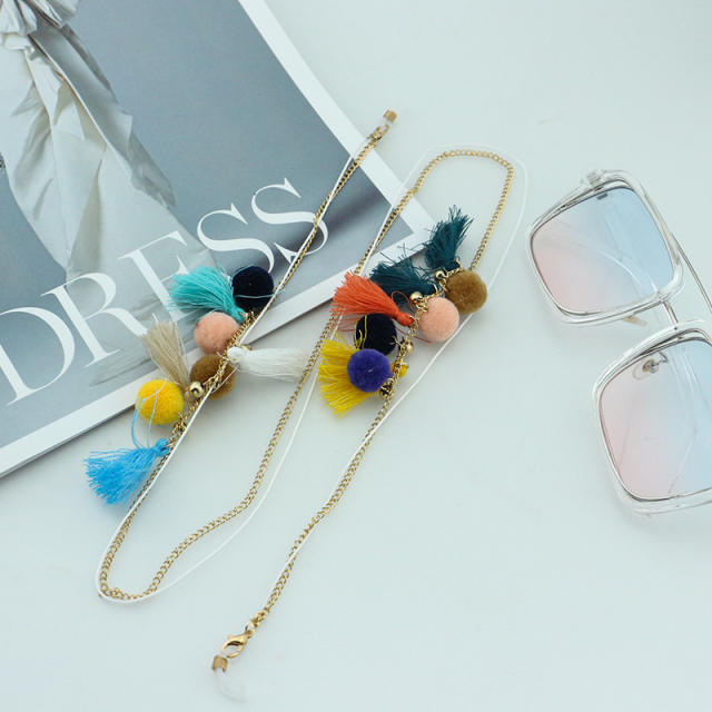 Tassel pom poms glasses chain