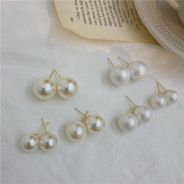 S925 silver needle big size pearl stud earrings