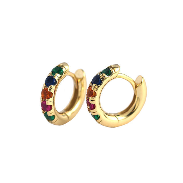 Rainbow CZ S925 Huggie earrings