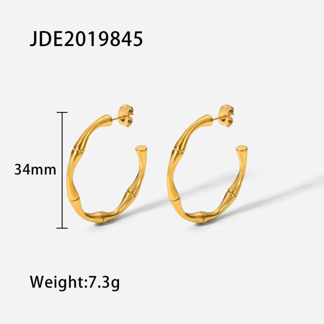 18KG stainless steel bamboo earrings