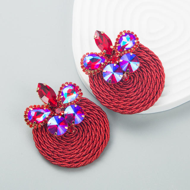 Boho braided diamond earrings