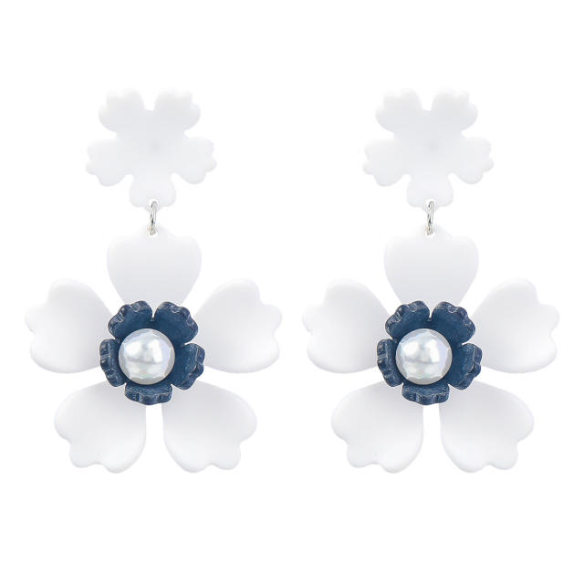 Boho color flower dangle earrings