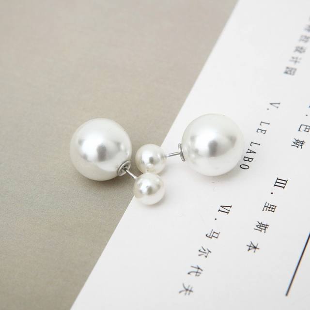 Double side pearl ear studs