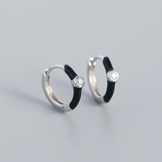 INS S925 enamle huggie earrings