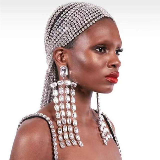 Luxury diamond tassel earrings