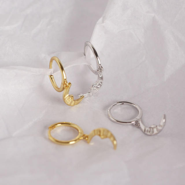 S925 moon drop huggie earrings