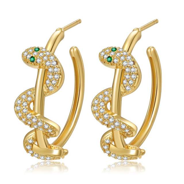 Diamond snake hoop earrings