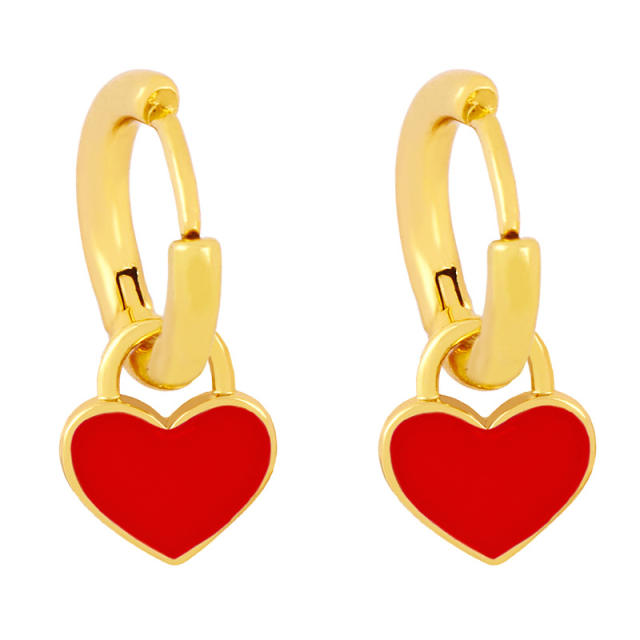 Colorful heart cute huggie earrings
