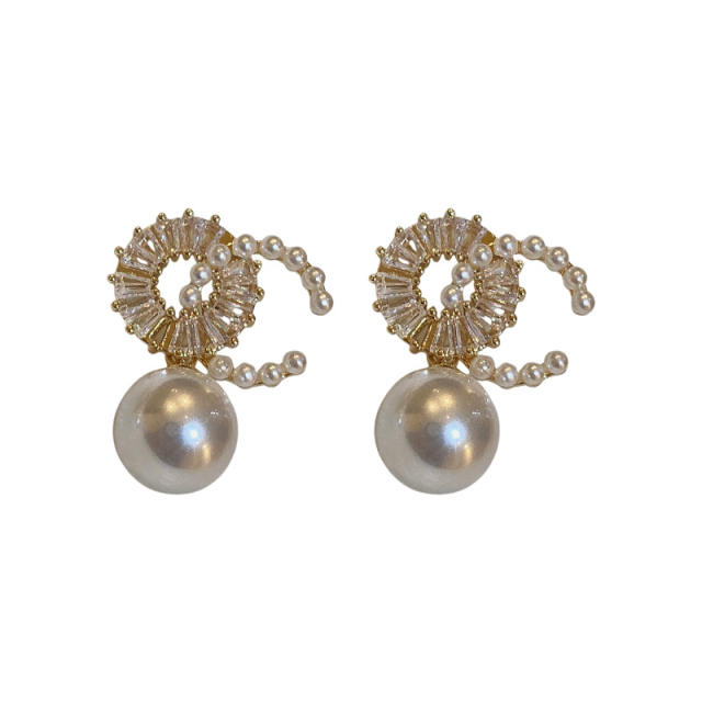 Real gold plated pearl drop earrings