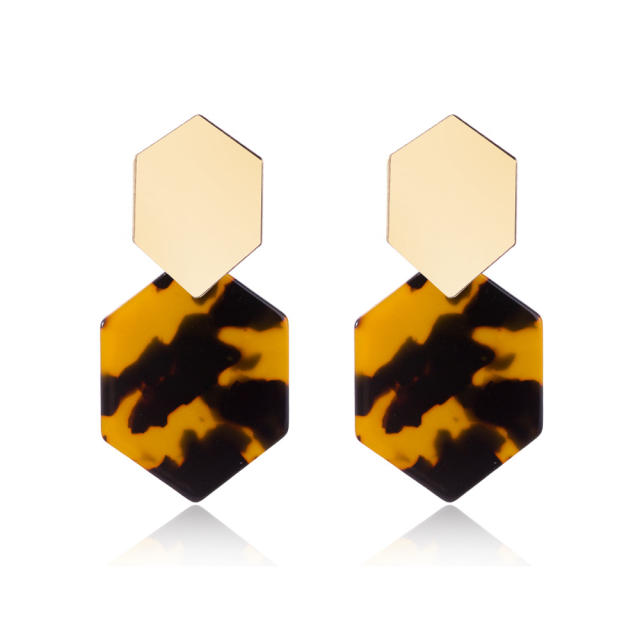 Ins style hexagon earrings