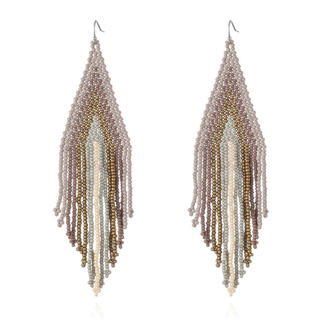 Handmade color seed beads tassel earrings