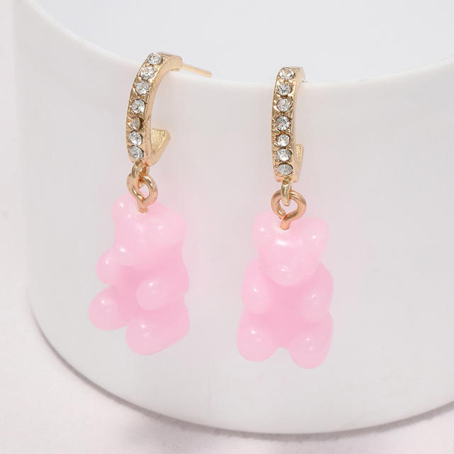 Bear rhinestone earrings