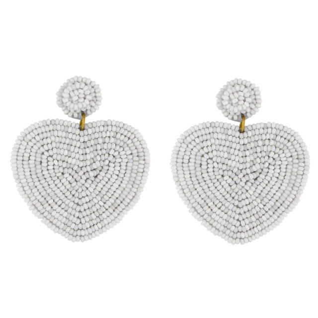 Bohemian love pendant seed bead earrings
