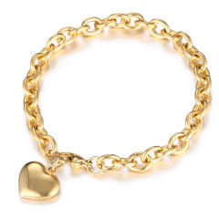 Korean fashion heart charm stainless steel bracelet chain toggle bracelet