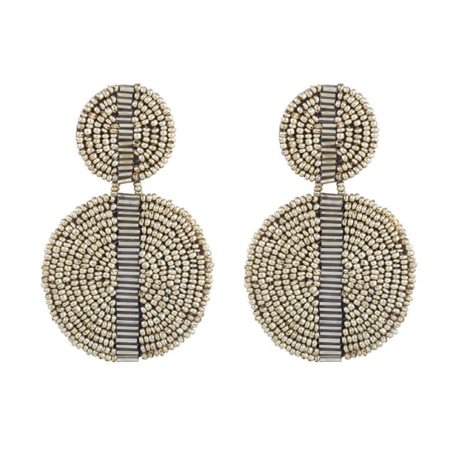 Fashion bohemian round seed bead pendant earrings