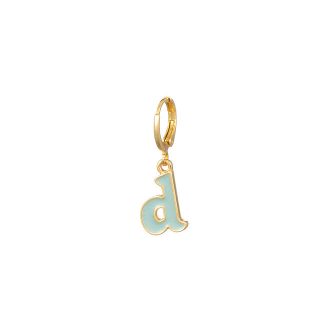 Cute enamel inital letter huggie earrings