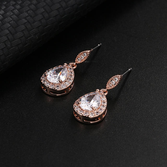 Elegant drop cubic zircon bridal earrings