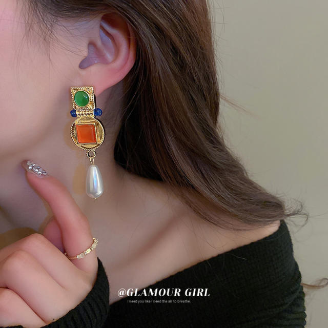Boho colored geometric earrings