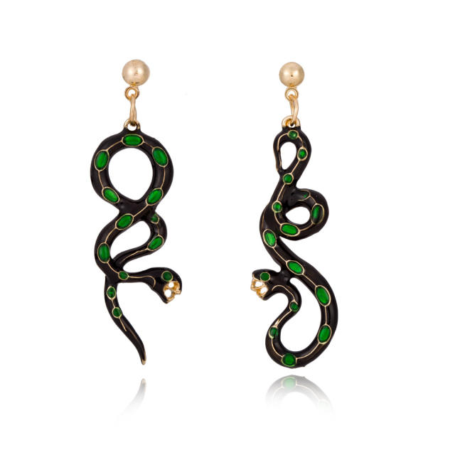 Asymmetric snake pendant earrings