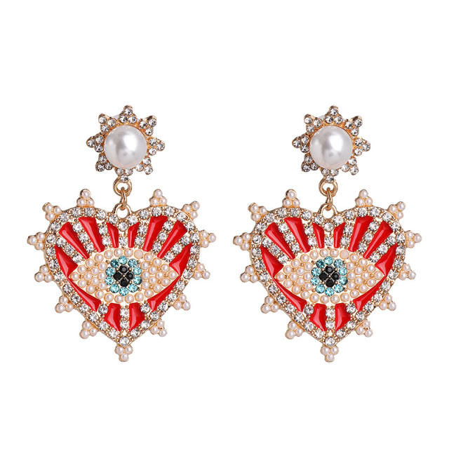Diamond evil eye earrings