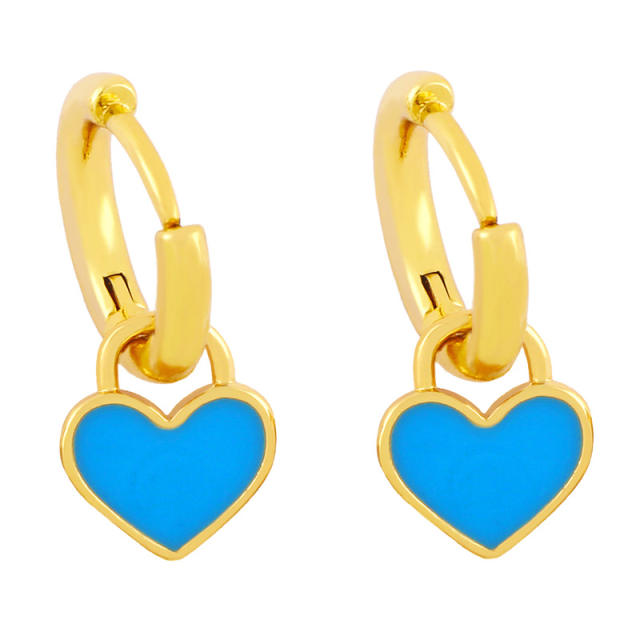 Colorful heart cute huggie earrings