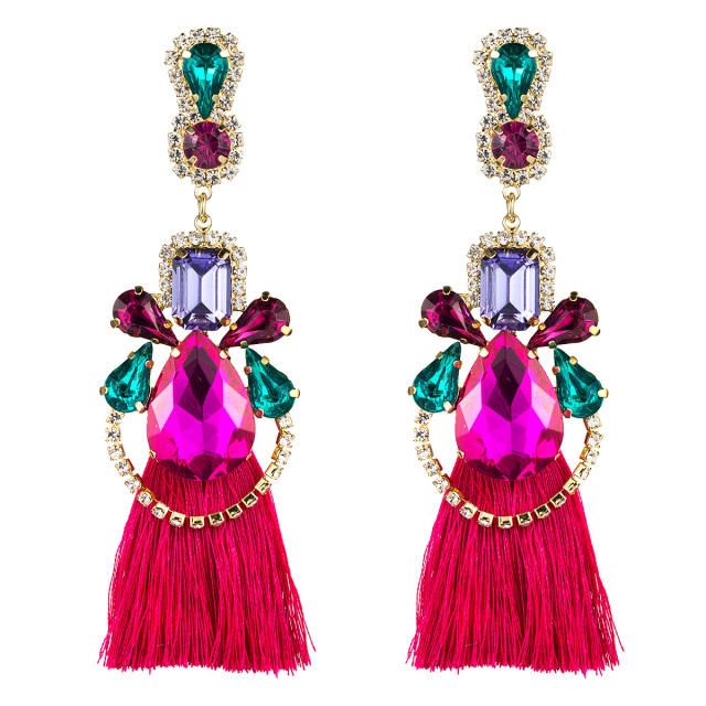 Rhinestone tassel earrings