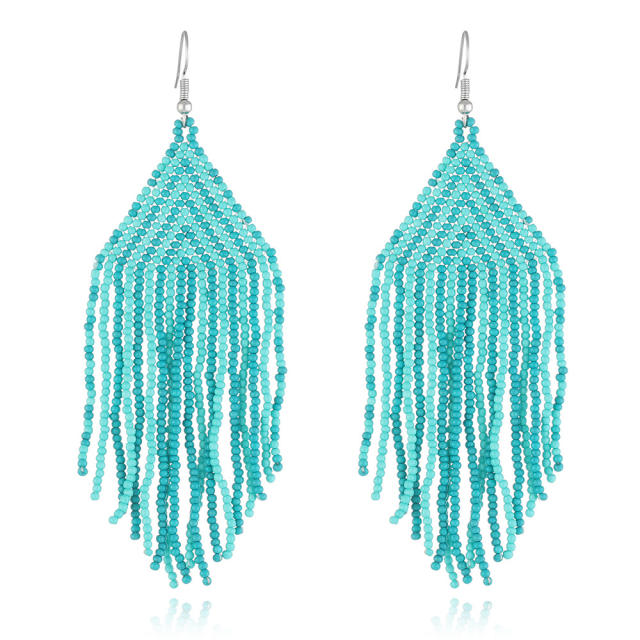 Boho seed beads tassel earrings