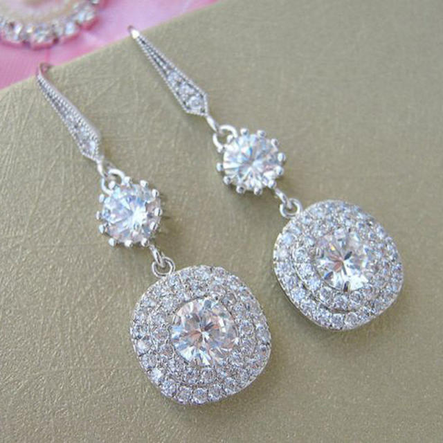 Diamond dangle earrings for bridal