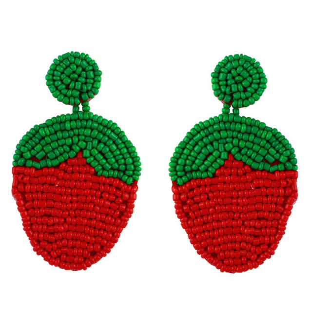 Fashion hand-woven seed bead strawberry earrings