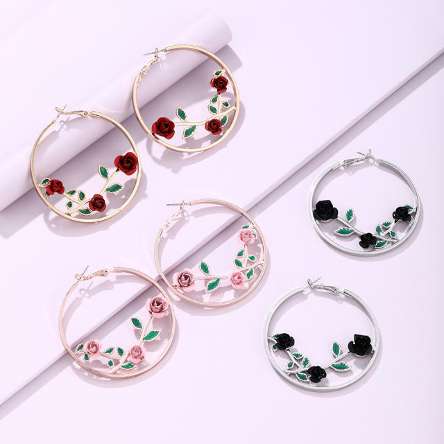 Hoop flower earrings