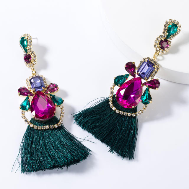 Rhinestone tassel earrings