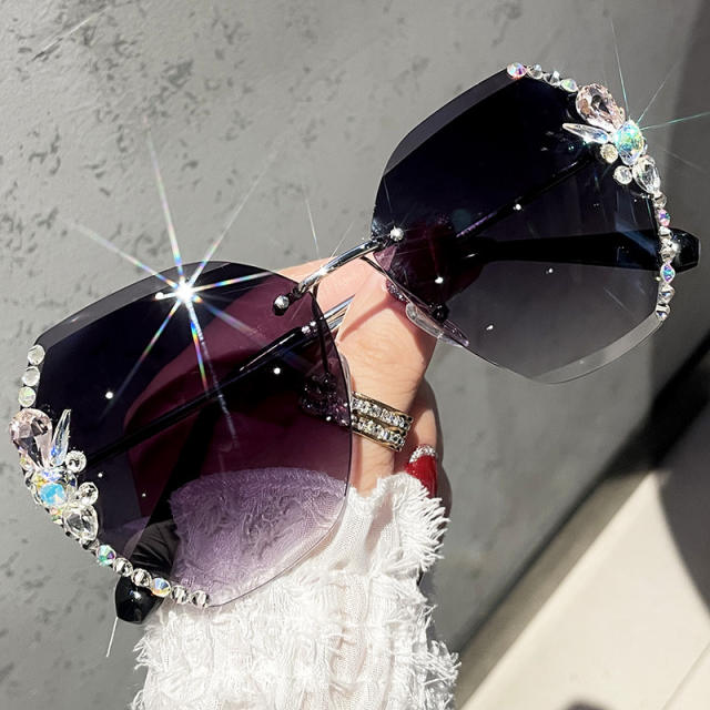 Occident fashion diamond rimless sunglasses