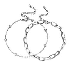 Easy match two layer chain bracelet stainless steel bracelet