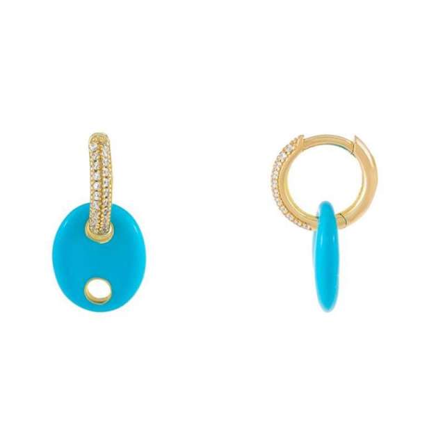 Color enamle poular diamond huggie earring(1pcs price)
