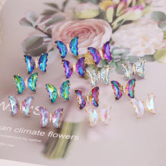 925 sterling silver needle crystal butterfly ear studs