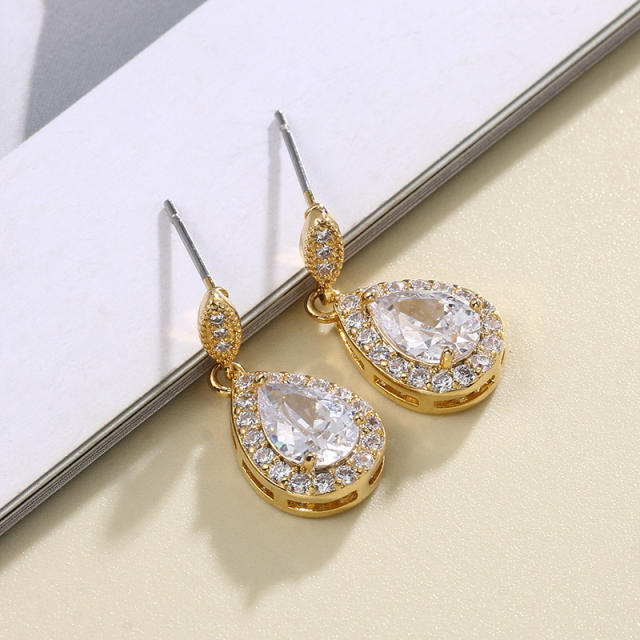 Elegant drop cubic zircon bridal earrings