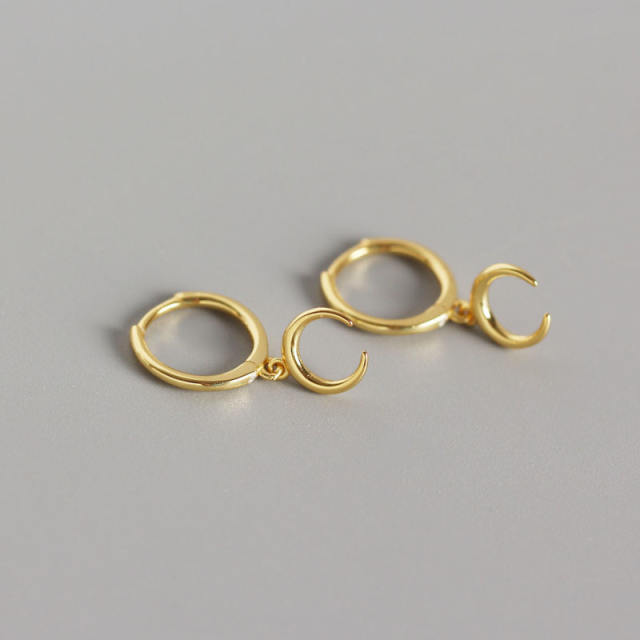 S925 moon huggie earrings