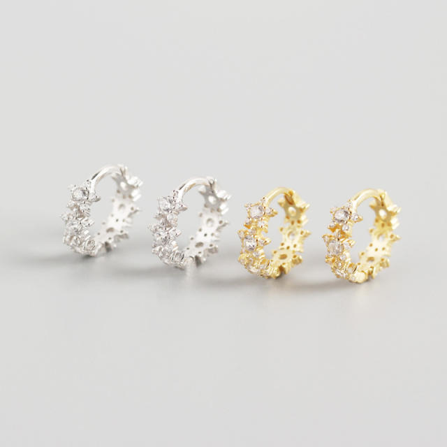 S925 star diamond huggie earrings